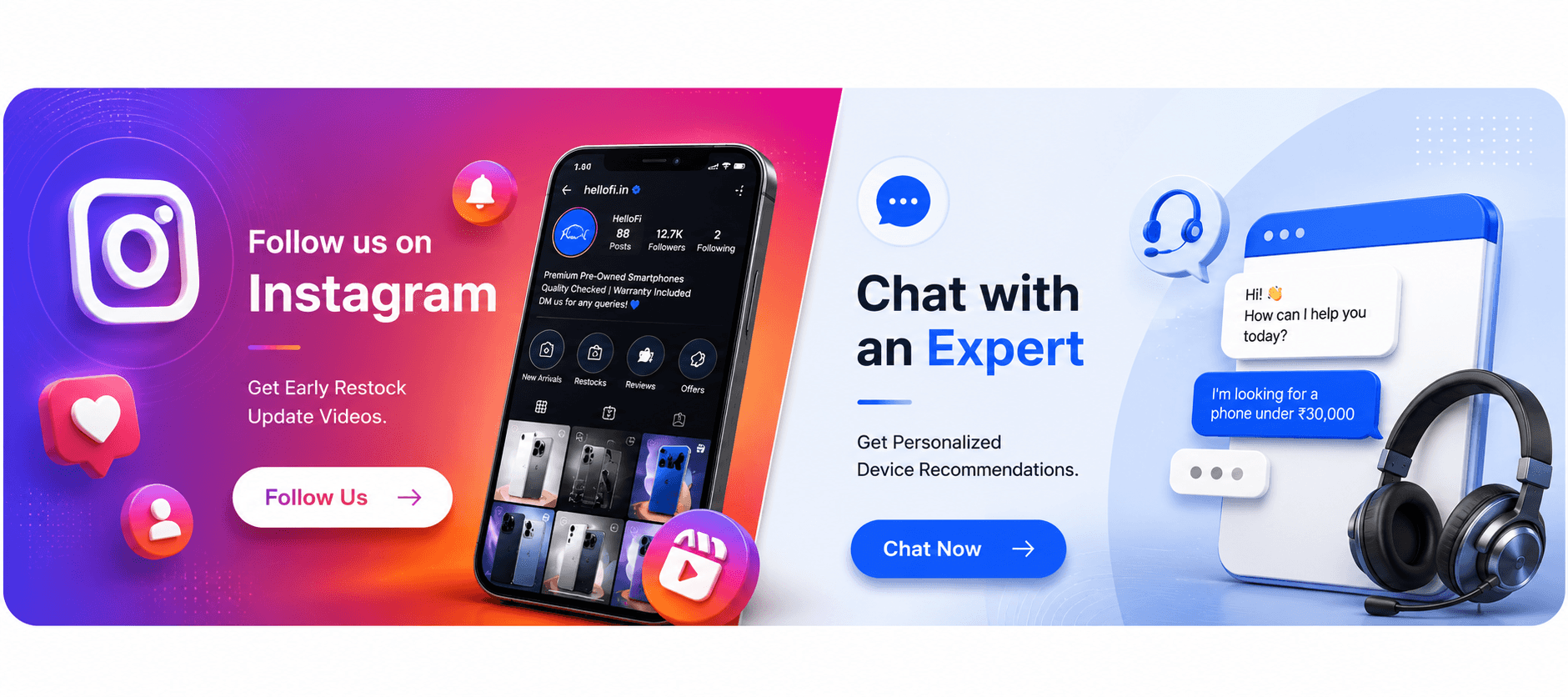 Follow us on Instagram and Chat with an Expert