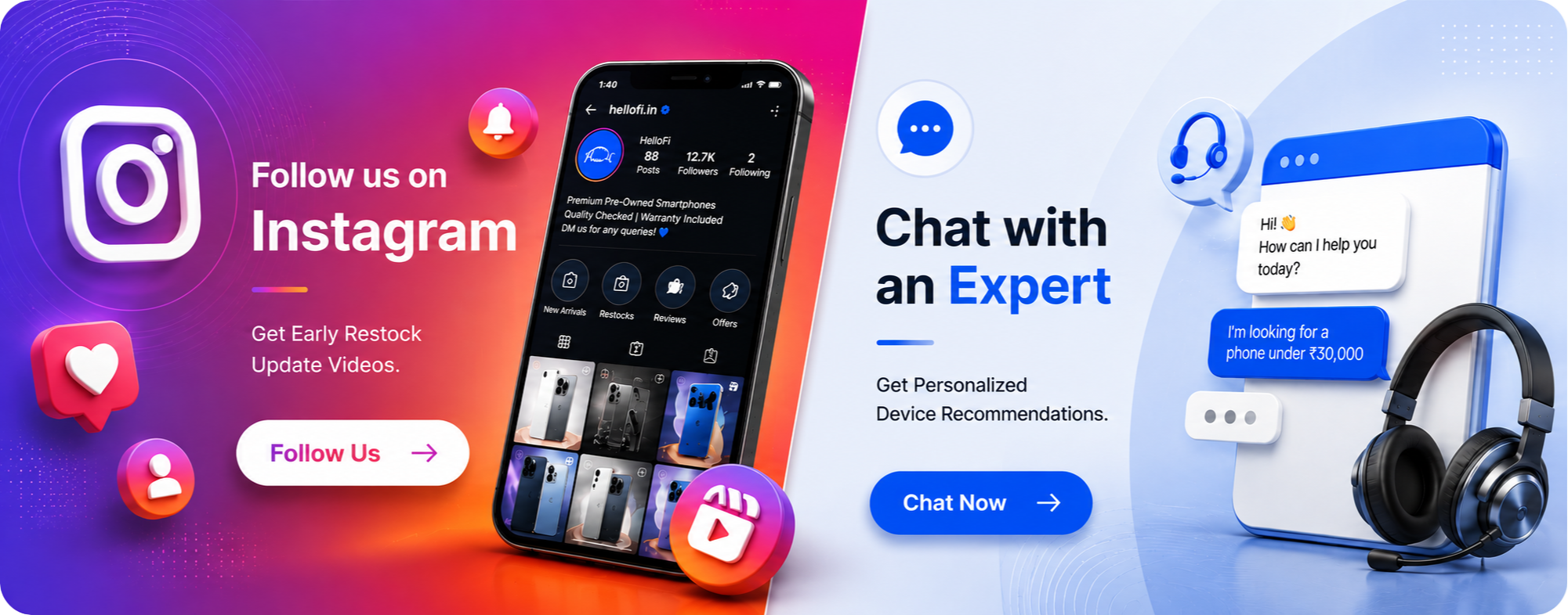 Follow us on Instagram and Chat with an Expert